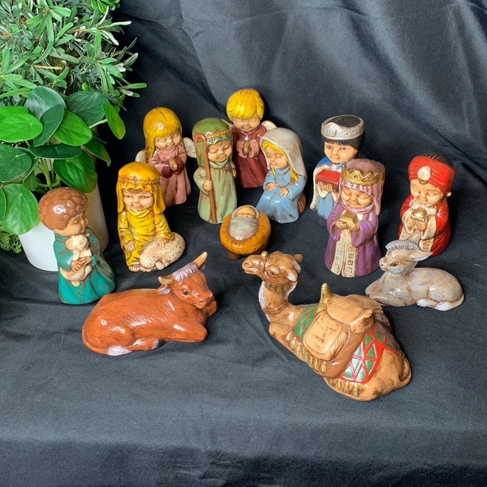 Vintage hand painted “Children’s” Ceramic Christmas Nativity set